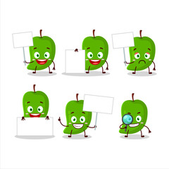 Green mango cartoon character bring information board