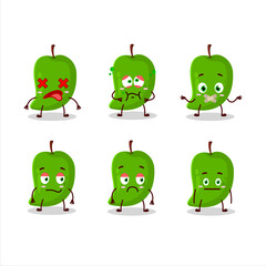 Green mango cartoon character with nope expression