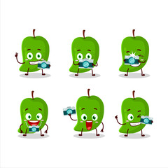 Photographer profession emoticon with green mango cartoon character
