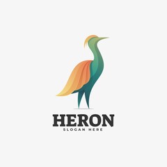 Vector Logo Illustration Heron Gradient Colorful Style.