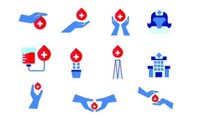 set collection icon blood donation save life illustration design