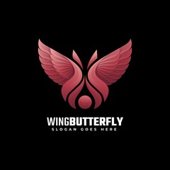 Vector Logo Illustration Wings Butterfly Gradient Colorful Style.