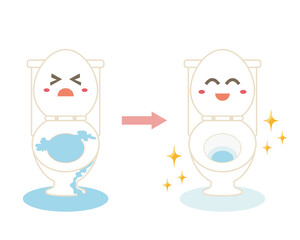 水洗トイレのベクターイラスト　便器　リノベーション　キャラクター