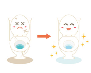 水洗トイレのベクターイラスト　便器　リノベーション　キャラクター