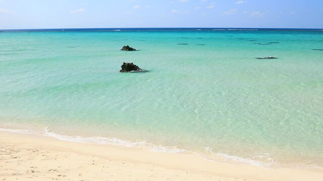 beautiful beach and healing sound waves in Okinawa Irabu island 17end