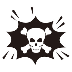 Human skull, crossbones. Symbol of danger
