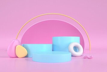 Abstract minimal scene,pastel color design for cosmetic or product display podium 3d render.