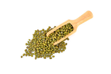Top view of Mung beans isolated on white background