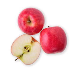 Top view of pink lady apples isolated on white background