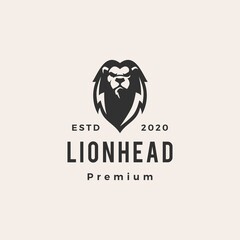 lion head hipster vintage logo vector icon illustration