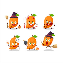 Halloween expression emoticons with cartoon character of mango