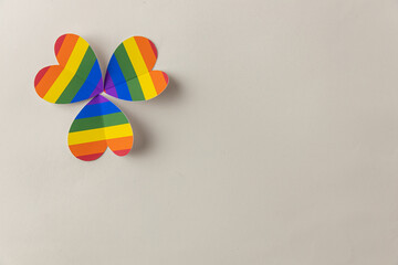 LGBTQ community rainbow hearts colors, pride copy space
