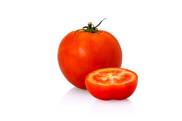 red tomato isolated on white background with clipping path