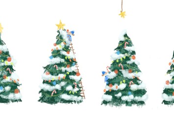 絵本のようなクリスマスツリーのイラスト