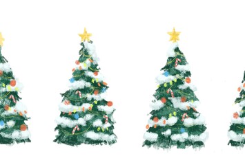 絵本のようなクリスマスツリーのイラスト