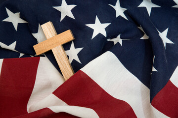 Wooden Cross in a Flag