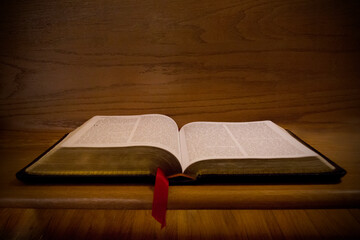 Open Bible on a Church Pew