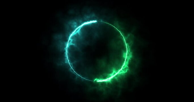 Multi scene of colorful circle round light blaze motion abstract effect in black background