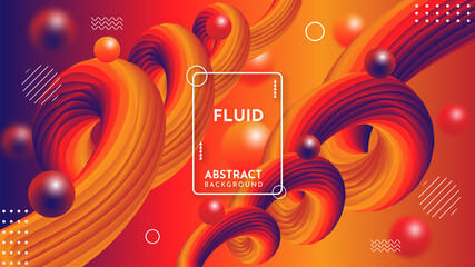 Gleaming vibrant wavy fluid background with red, blue & yellow gradient color. 