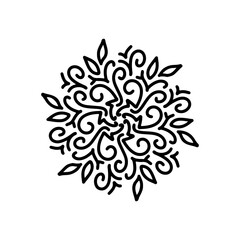 Fototapeta premium Abstract mandala ornament. Snowflake pattern. Black and white authentic background. Vector illustration.