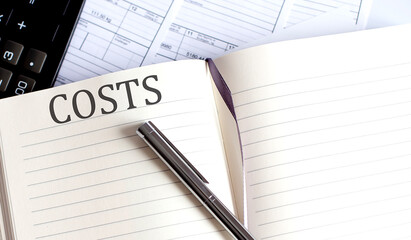 Notebook with Toolls and Notes about COSTS