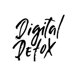 Digital detox. Hand drawn modern dry brush lettering. Vector illustration.