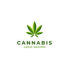 CBD Cannabis marijuana hem leaf logo flat style vector illustration