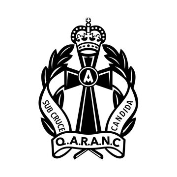 Queen Alexandra's Royal Army Nursing Corps or QARANC Badge Retro Black and White