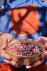 pot with pink creole corn