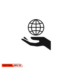Icon vector graphic of hands globe