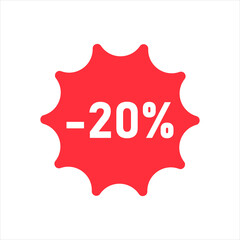 20 percent off speech bubblevector image of 20 percent discount on white background