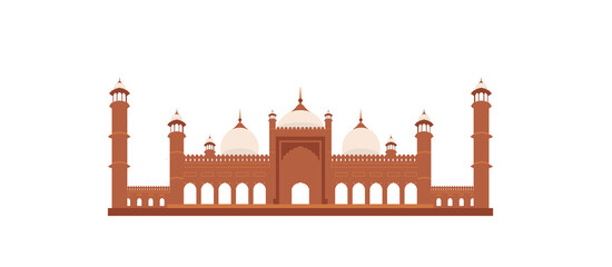 Vector Illustration of Badshahi Mosque in Lahore, Pakistan 