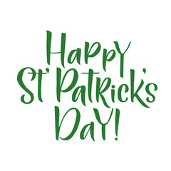 Happy Saint Patrick's Day logotype. Hand lettering Irish vector design. Beer festival lettering typography icon. Saint Patricks day greeting card. Vector template for banner, poster, flyer, postcard