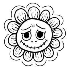 Scary sunflower line art design