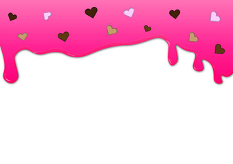 チョコレート　溶ける　垂れる　ハート　バレンタイン　フレーム　背景