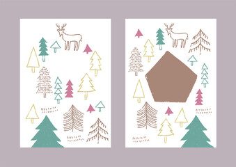 動物と森北欧風柄01