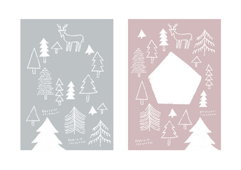 動物と森北欧風柄02