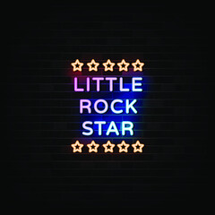 Little Rock Star Neon Signs Vector.