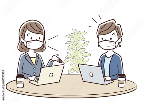 ベクターイラスト素材 打ち合わせをする女性 ビジネス Boss Wall Mural Bo ケイーゴ K