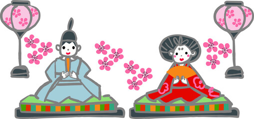 ひなまつり雛人形手書きイラスト