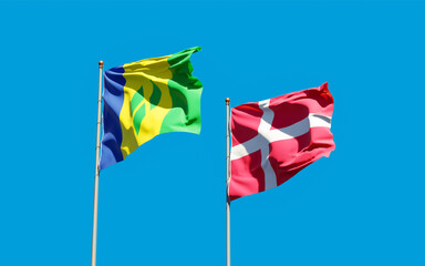 Flags of Saint Vincent and the Grenadines and Denmark.