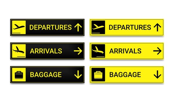 Set of airport signboard. Departure, arrival and baggage sign. Illustration vector