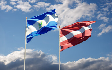 Flags of Latvia and El Salvador.