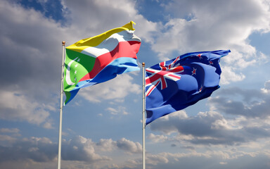 Flags of New Zealand and Comoros.