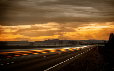 sunset over the highway