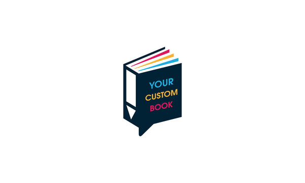 Creative Vector Illustration Logo Design. Chat Study Custom Book Communication Concept.