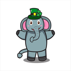 mascot elephant wearing saint patrick hat vector design eps 10