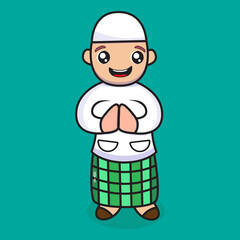 Muslim male cartoon design, Muslim male mascot for Ramadan
