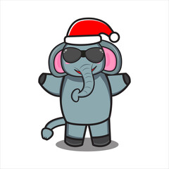 cute elephant mascot on christmas day vector design eps 10