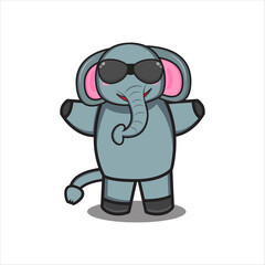 cute elephant mascot wearing glasses vector design eps 10